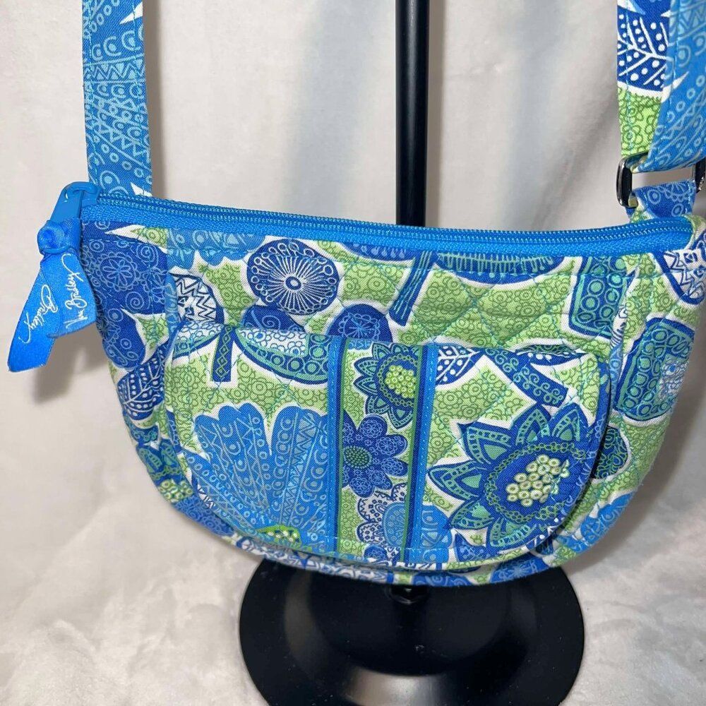 Vera Bradley Lizzy Crossbody Bag Floral Blue Green White
